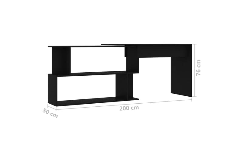 Skrivbord hörn svart 200x50x76 cm spånskiva - Svart - Möbler - Bord & matgrupper - Kontorsbord - Skrivbord - Hörnskrivbord