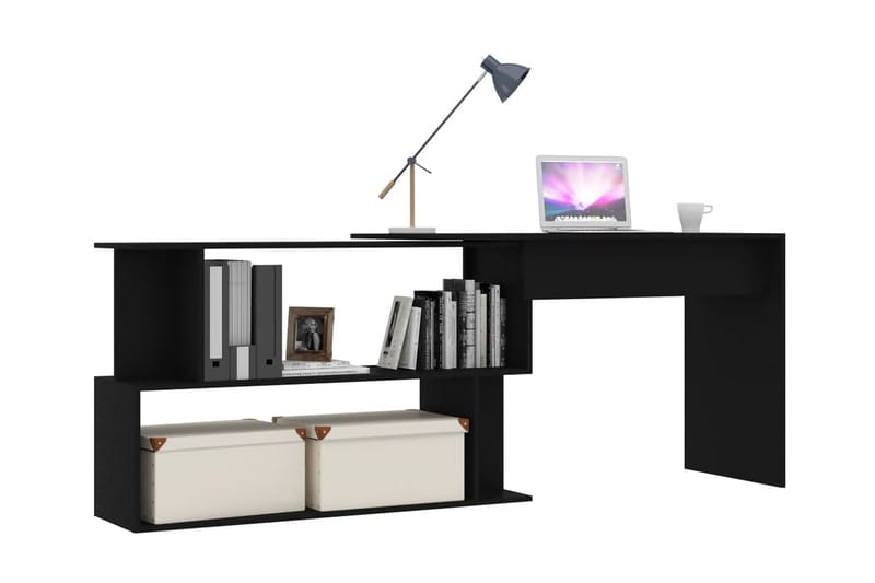 Skrivbord hörn svart 200x50x76 cm spånskiva - Svart - Möbler - Bord & matgrupper - Kontorsbord - Skrivbord - Hörnskrivbord