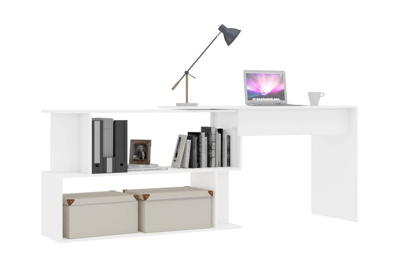 Skrivbord hörn vit högglans 200x50x76 cm spånskiva - Vit - Möbler - Bord & matgrupper - Kontorsbord - Skrivbord - Hörnskrivbord