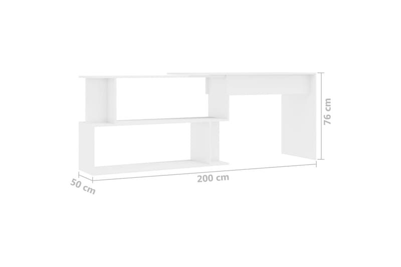 Skrivbord hörn vit högglans 200x50x76 cm spånskiva - Vit - Möbler - Bord & matgrupper - Kontorsbord - Skrivbord - Hörnskrivbord