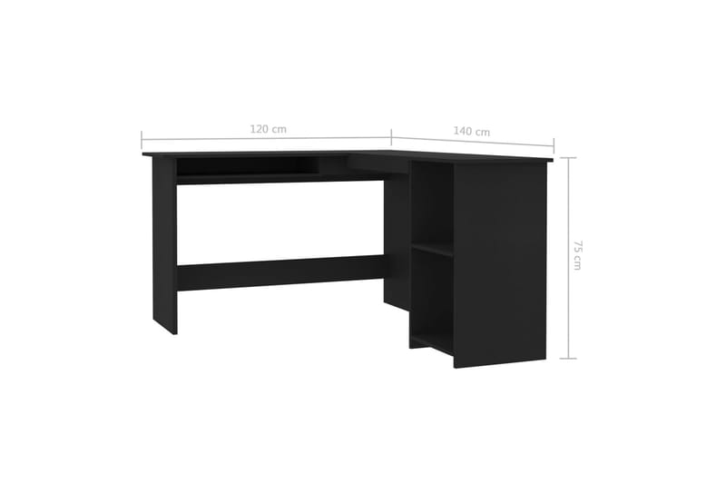 Skrivbord L-format svart 120x140x75 cm spånskiva - Svart - Möbler - Bord & matgrupper - Kontorsbord - Skrivbord - Hörnskrivbord