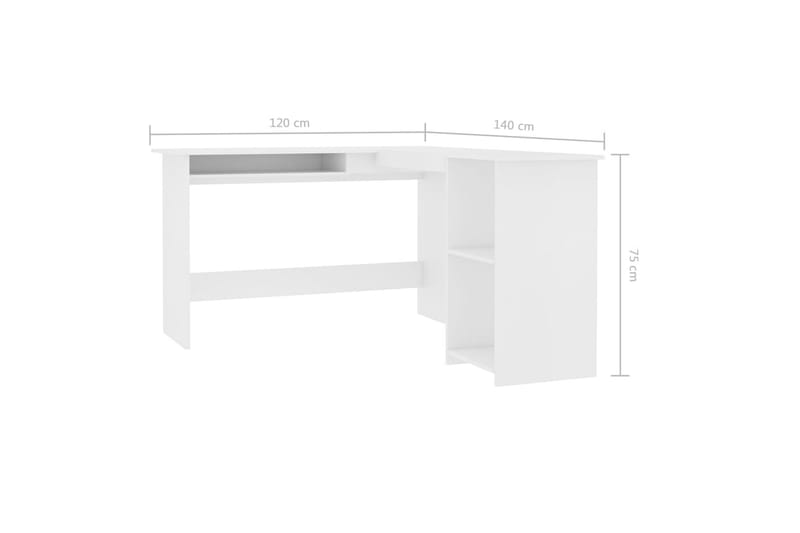 Skrivbord L-format vit 120x140x75 cm spånskiva - Vit - Möbler - Bord & matgrupper - Kontorsbord - Skrivbord - Hörnskrivbord