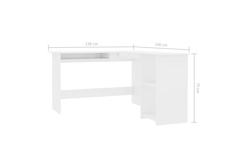 Skrivbord L-format vit högglans 120x140x75 cm spånskiva - Vit - Möbler - Bord & matgrupper - Kontorsbord - Skrivbord - Hörnskrivbord
