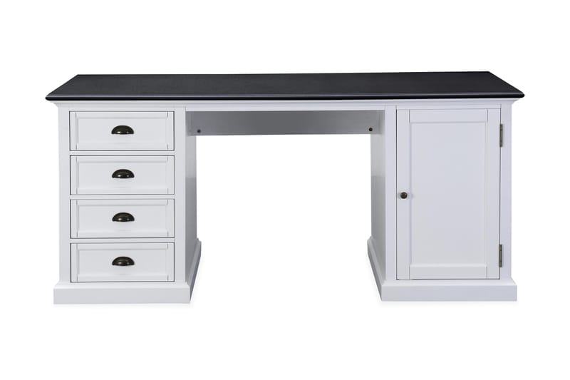 Hampton Skrivbord 170 cm med Förvaring 4 Lådor + Skåp - Vit/Svart - Skrivbord - Datorbord