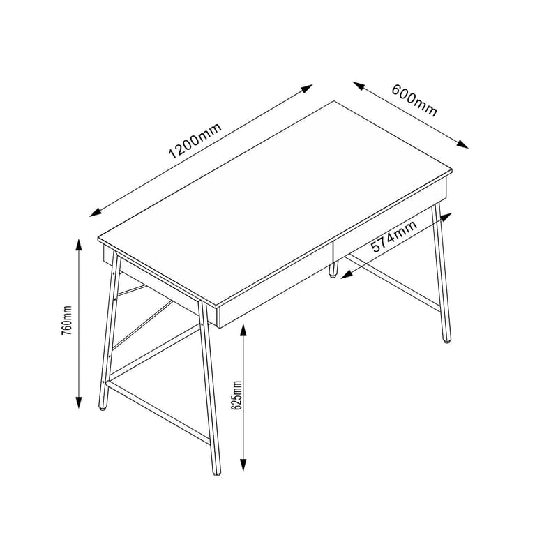 Skrivbord Hannes Rustic Melamine 120x60x76 cm - Brun - Möbler - Bord & matgrupper - Kontorsbord - Skrivbord