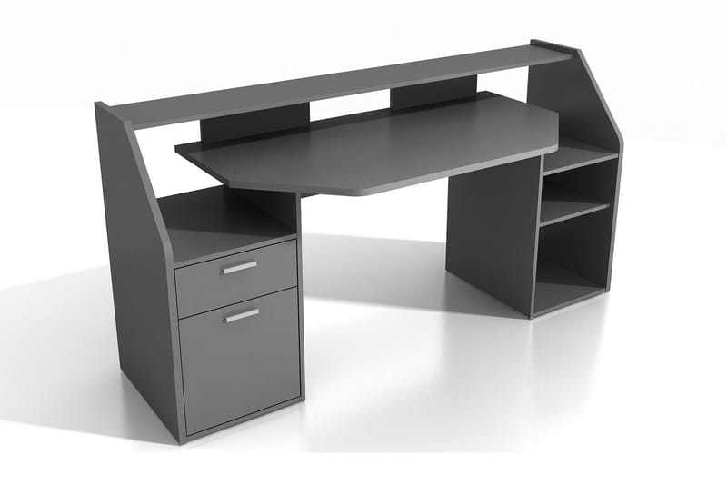 Harvilchuck Skrivbord med Förvaring Hyllor + Låda + Skåp - Grå - Skrivbord