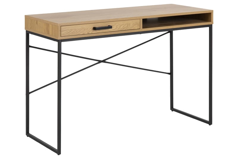 Hasslevik Skrivbord 110 cm med Förvaring Låda - Natur/Svart - Skrivbord