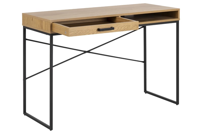 Hasslevik Skrivbord 110 cm med Förvaring Låda - Natur/Svart - Skrivbord
