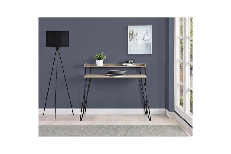 Haven Skrivbord 114 cm med Förvaring Hylla Grå/Svart - Dorel Home - Möbler - Bord & matgrupper - Kontorsbord - Skrivbord