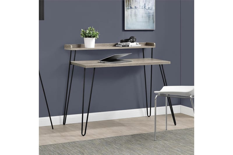 Haven Skrivbord 114 cm med Förvaring Hylla Grå/Svart - Dorel Home - Möbler - Bord & matgrupper - Kontorsbord - Skrivbord