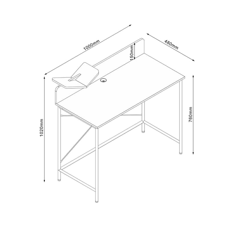 Skrivbord Hedvig ask/svart 100x49,5x85 cm - ask / svart - Möbler - Bord & matgrupper - Kontorsbord - Skrivbord