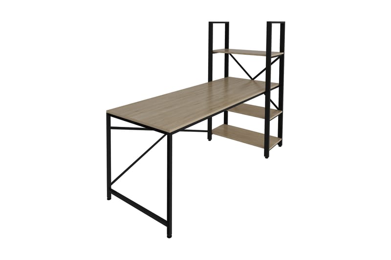 Hejde Skrivbord 160 cm med Förvaring Hyllor - Brun/Svart - Möbler - Bord & matgrupper - Kontorsbord - Skrivbord