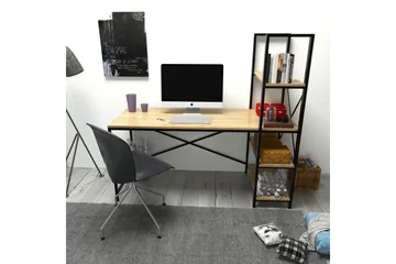 Hejde Skrivbord 160 cm med Förvaring Hyllor - Brun/Svart - Möbler - Bord & matgrupper - Kontorsbord - Skrivbord