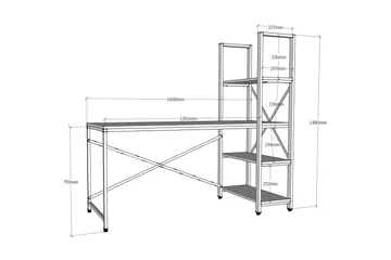 Hejde Skrivbord 160 cm med Förvaring Hyllor - Brun/Svart - Möbler - Bord & matgrupper - Kontorsbord - Skrivbord