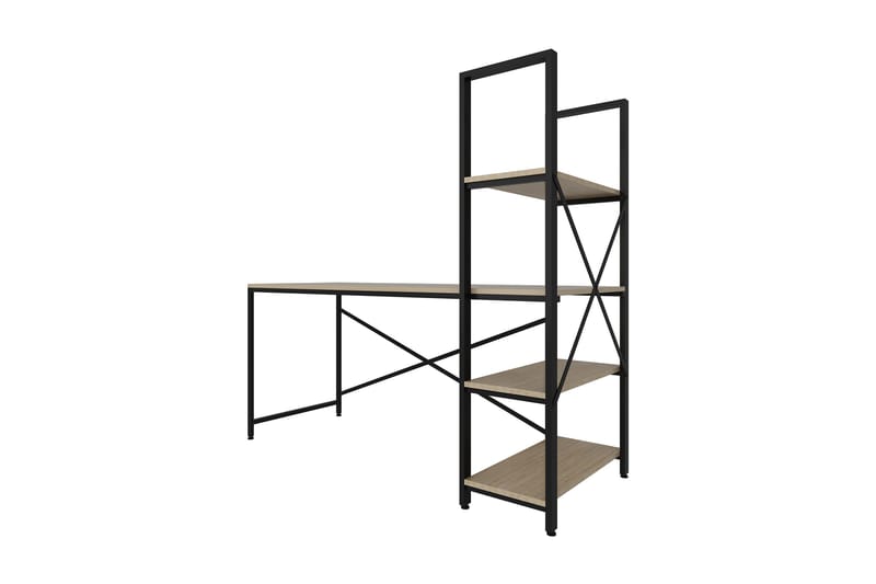 Hejde Skrivbord 160 cm med Förvaring Hyllor - Brun/Svart - Möbler - Bord & matgrupper - Kontorsbord - Skrivbord