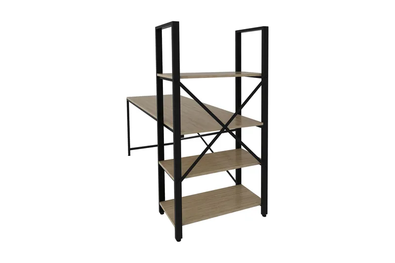 Hejde Skrivbord 160 cm med Förvaring Hyllor - Brun/Svart - Möbler - Bord & matgrupper - Kontorsbord - Skrivbord