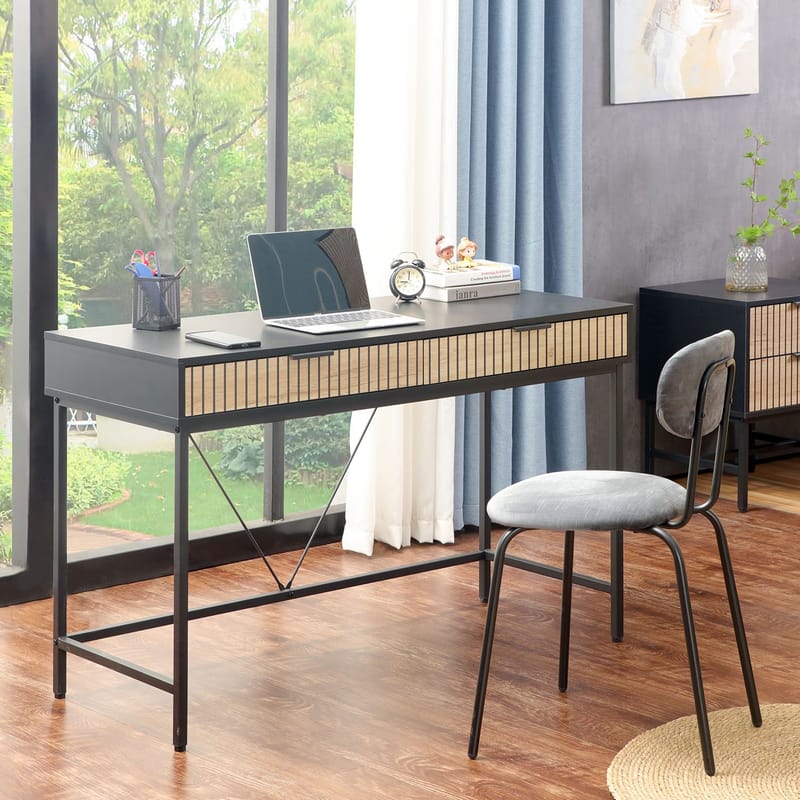 Skrivbord Helve 120x48x76 cm melamin - svart / ljust trä - Möbler - Bord & matgrupper - Kontorsbord - Skrivbord