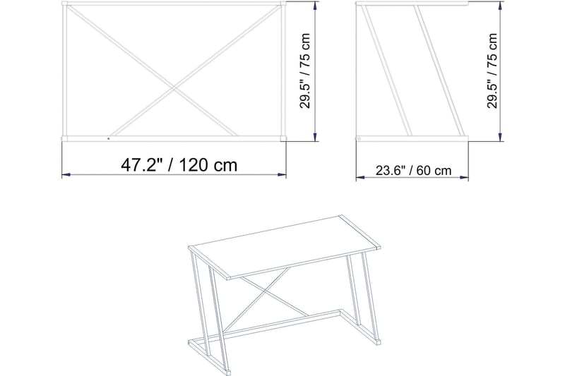 Holmö Skrivbord 120 cm - Vit - Skrivbord