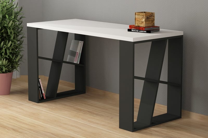 Honemey Skrivbord 140 cm - Vit/Mörkgrå - Möbler - Bord & matgrupper - Kontorsbord - Skrivbord