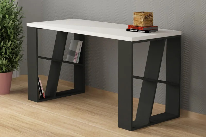 Honemey Skrivbord 140 cm - Vit/Mörkgrå - Möbler - Bord & matgrupper - Kontorsbord - Skrivbord