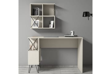Hovdane Skrivbord 120 cm med Förvaring + 2 Bokhyllor - Krämvit/Svart - Möbler - Bord & matgrupper - Kontorsbord - Skrivbord
