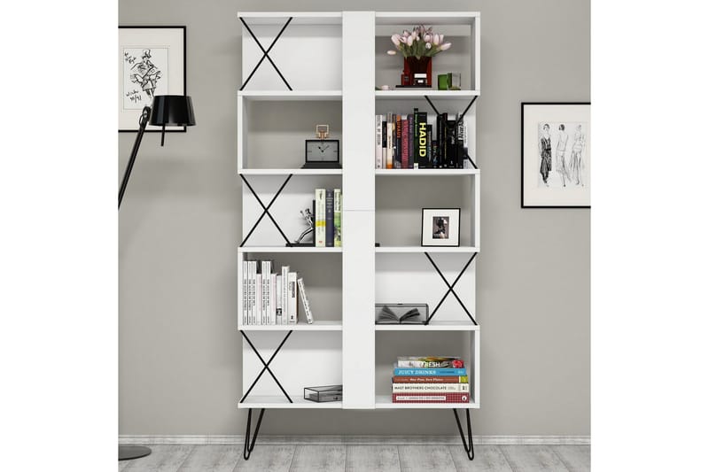 Hovdane Skrivbord 120 cm med Förvaring Hylla + Bokhylla - Extra Vit - Möbler - Bord & matgrupper - Kontorsbord - Skrivbord