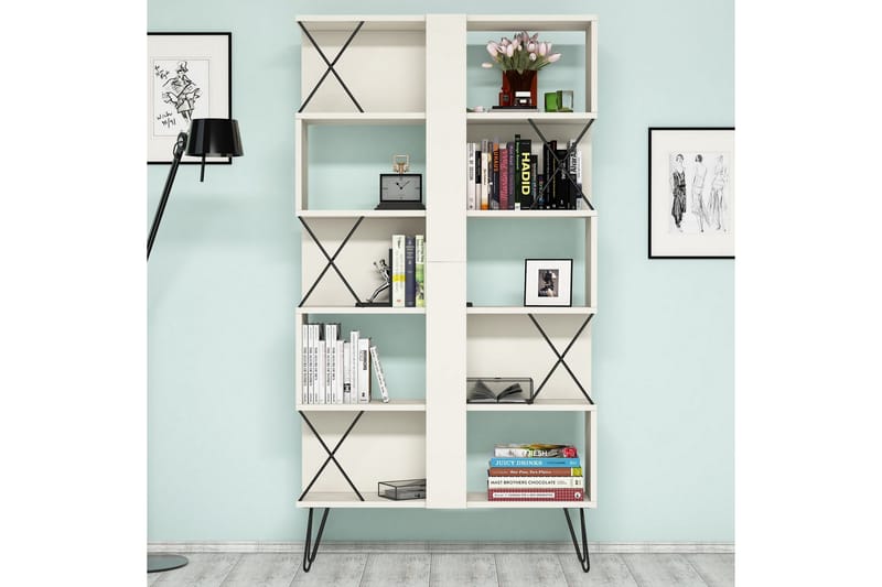 Hovdane Skrivbord 120 cm med Förvaring Hylla + Bokhylla - Extra vit/Svart - Möbler - Bord & matgrupper - Kontorsbord - Skrivbord