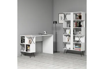 Hovdane Skrivbord 120 cm med Förvaring Hylla + Bokhylla - Extra Vit - Möbler - Bord & matgrupper - Kontorsbord - Skrivbord