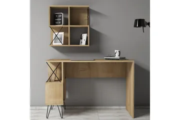 Hovdane Skrivbord 120 cm med Förvaring Hylla + Bokhylla Lite - Ljusbrun - Möbler - Bord & matgrupper - Kontorsbord - Skrivbord