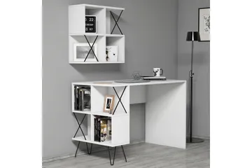 Hovdane Skrivbord 120 cm med Förvaring Hylla + Bokhylla Lite - Vit/Svart - Möbler - Bord & matgrupper - Kontorsbord - Skrivbord