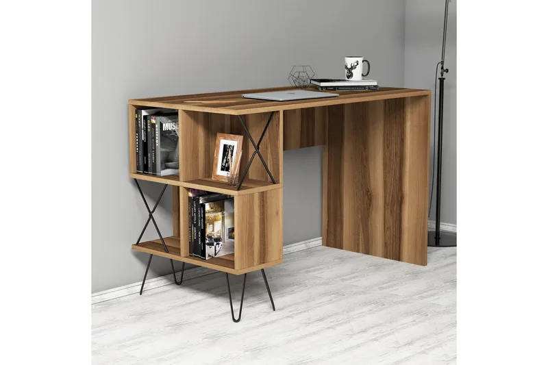 Hovdane Skrivbord 120 cm med Förvaring Hylla - Brun/Svart - Möbler - Bord & matgrupper - Kontorsbord - Skrivbord