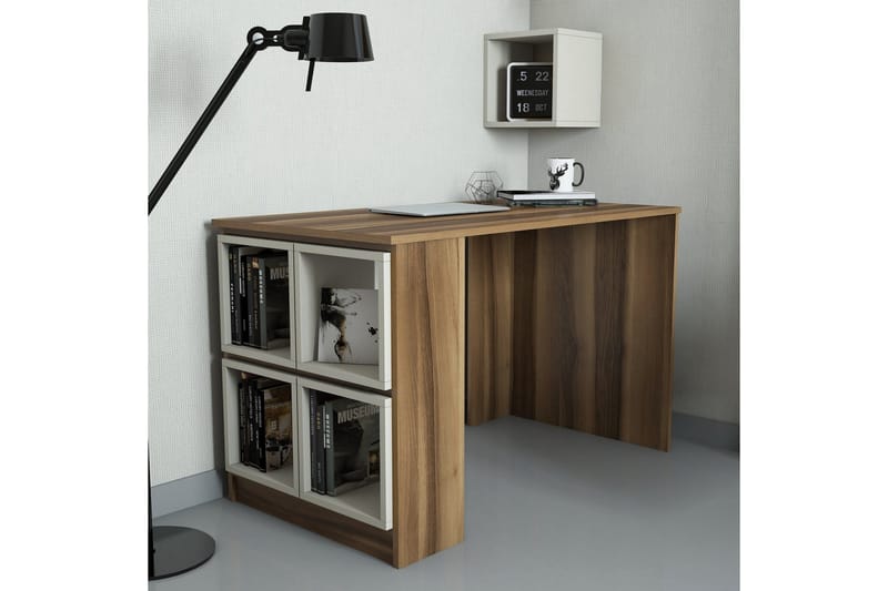Hovdane Skrivbord 120 med Förvaring Hylla + Vägghylla - Brun/Ek - Möbler - Bord & matgrupper - Kontorsbord - Skrivbord