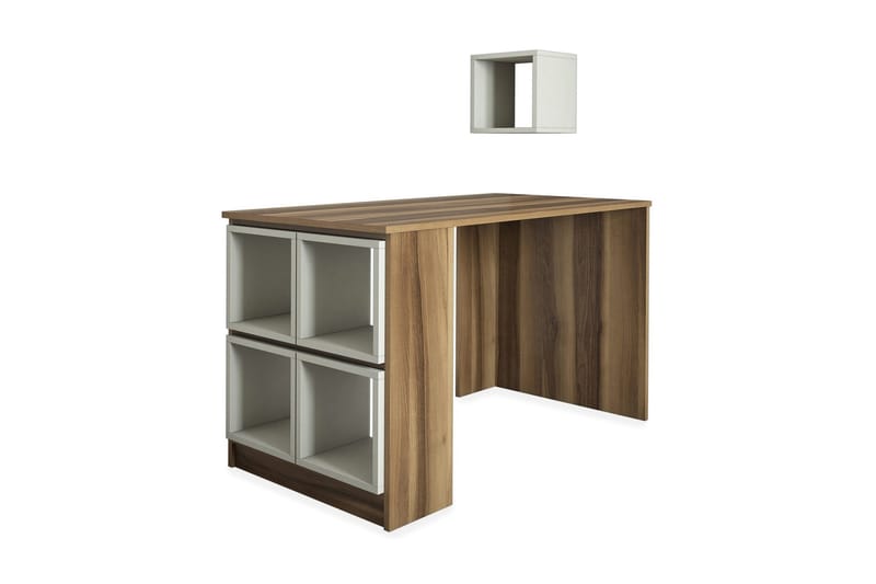 Hovdane Skrivbord 120 med Förvaring Hylla + Vägghylla - Brun/Ek - Möbler - Bord & matgrupper - Kontorsbord - Skrivbord