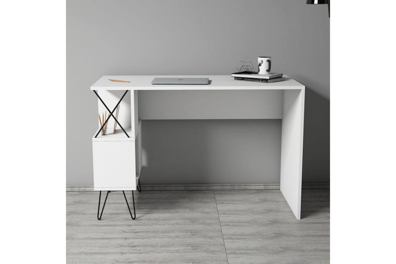 Hovdane Skrivbord 120 med Förvaring Hylla - Vit/Svart - Möbler - Bord & matgrupper - Kontorsbord - Skrivbord