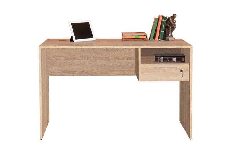 Irbene Skrivbord 120 cm med Förvaring Hyllor + Låsbar Låda - Natur - Skrivbord