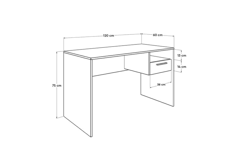 Irbene Skrivbord 120 cm med Förvaring Hyllor + Låsbar Låda - Natur - Skrivbord