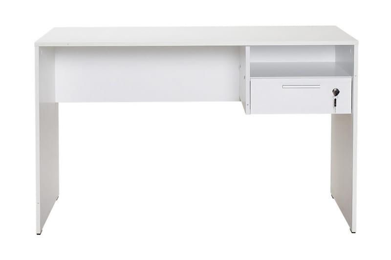 Irbene Skrivbord 120 cm med Förvaring Hyllor + Låsbar Låda - Vit - Skrivbord