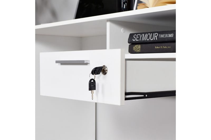 Irbene Skrivbord 120 cm med Förvaring Hyllor + Låsbar Låda - Vit - Möbler - Bord & matgrupper - Kontorsbord - Skrivbord