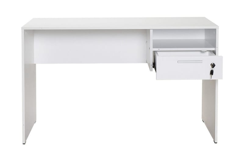 Irbene Skrivbord 120 cm med Förvaring Hyllor + Låsbar Låda - Vit - Möbler - Bord & matgrupper - Kontorsbord - Skrivbord