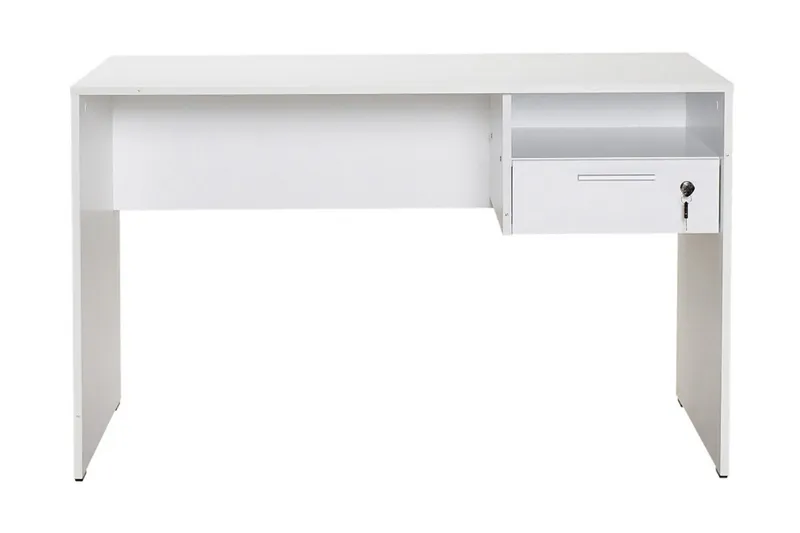 Irbene Skrivbord 120 cm med Förvaring Hyllor + Låsbar Låda, Vit