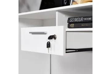 Irbene Skrivbord 120 cm med Förvaring Hyllor + Låsbar Låda - Vit - Möbler - Bord & matgrupper - Kontorsbord - Skrivbord