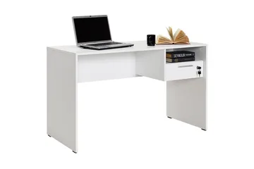 Irbene Skrivbord 120 cm med Förvaring Hyllor + Låsbar Låda - Vit - Möbler - Bord & matgrupper - Kontorsbord - Skrivbord