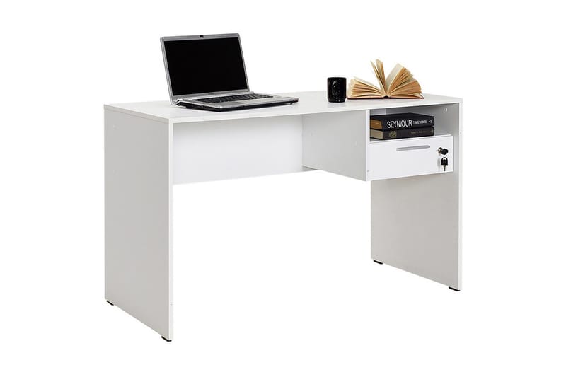 Irbene Skrivbord 120 cm med Förvaring Hyllor + Låsbar Låda - Vit - Möbler - Bord & matgrupper - Kontorsbord - Skrivbord