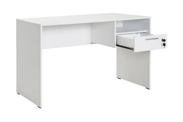 Irbene Skrivbord 120 cm med Förvaring Hyllor + Låsbar Låda - Vit - Möbler - Bord & matgrupper - Kontorsbord - Skrivbord