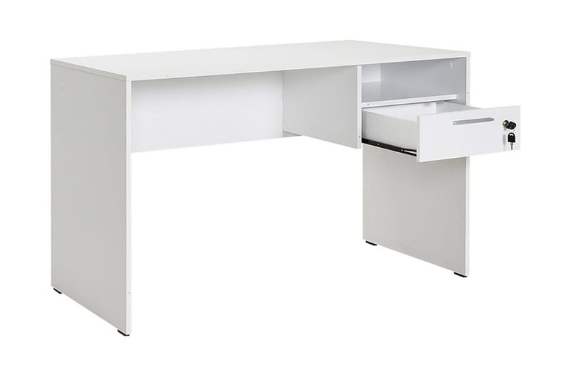 Irbene Skrivbord 120 cm med Förvaring Hyllor + Låsbar Låda - Vit - Möbler - Bord & matgrupper - Kontorsbord - Skrivbord
