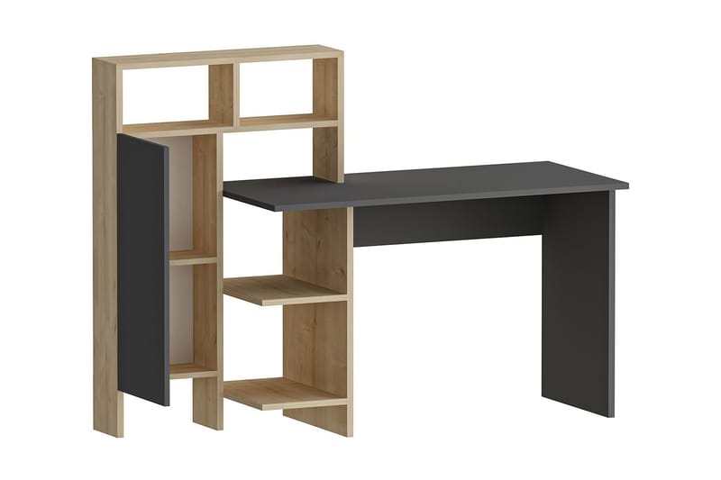 Irbene Skrivbord 135 cm med Förvaring Hyllor + Skåp - Antracit/Natur - Möbler - Bord & matgrupper - Kontorsbord - Skrivbord