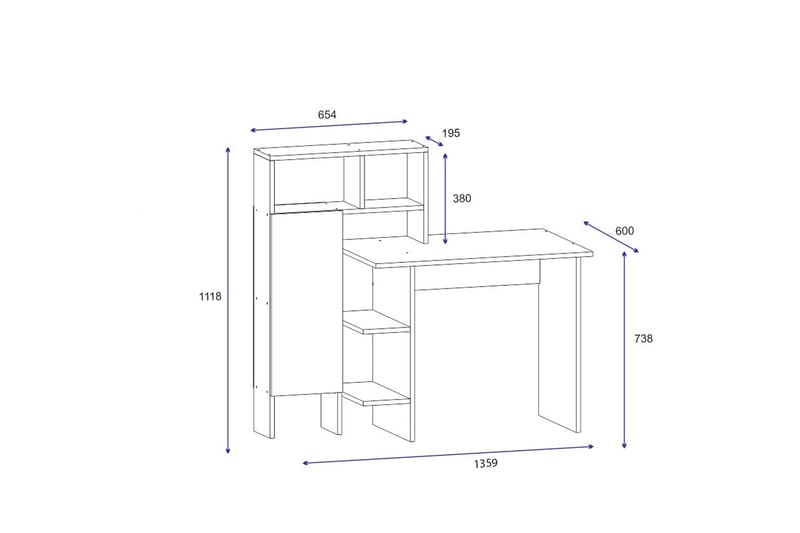 Irbene Skrivbord 135 cm med Förvaring Hyllor + Skåp - Vit - Möbler - Bord & matgrupper - Kontorsbord - Skrivbord