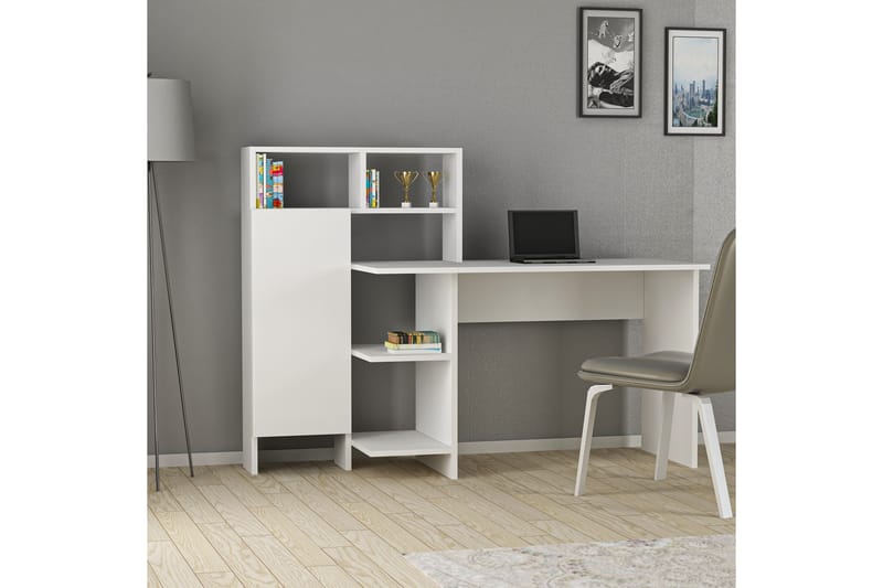 Irbene Skrivbord 135 cm med Förvaring Hyllor + Skåp - Vit - Möbler - Bord & matgrupper - Kontorsbord - Skrivbord