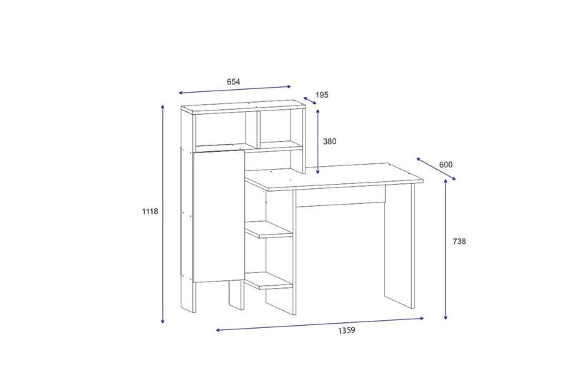 Irbene Skrivbord 135 cm med Förvaring Hyllor + Skåp - Antracit/Natur - Möbler - Bord & matgrupper - Kontorsbord - Skrivbord