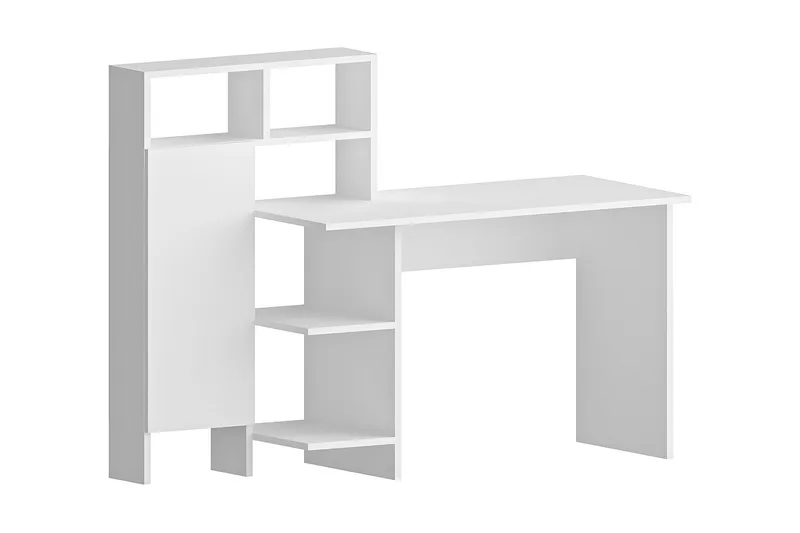Irbene Skrivbord 135 cm med Förvaring Hyllor + Skåp, Vit